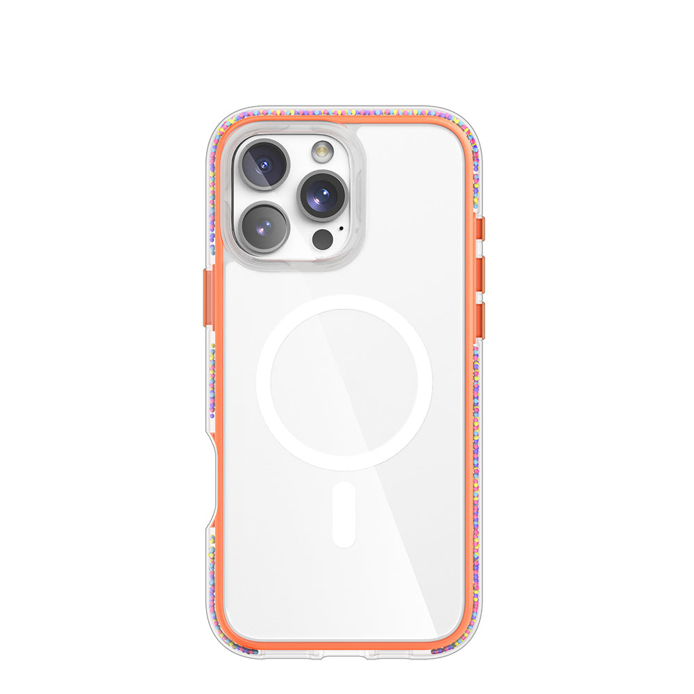 Raptic AirJoy Serisi iPhone 16 Pro Max M-safe Şarj Özellikli Boncuk Tasarımlı Şeffaf Kılıf