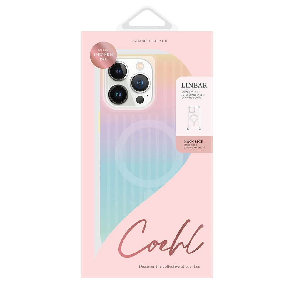 Coehl Linear iPhone 16 Pro Max M-safe Şarj Özellikli Renk Geçişli Askı Aparatlı Kılıf