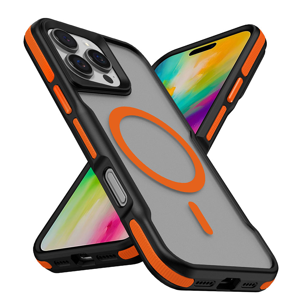 Cepax iPhone 16 Pro Max M-safe Şarj Özellikli Renkli Kenar Airbag Şeritli Lamer Kılıf