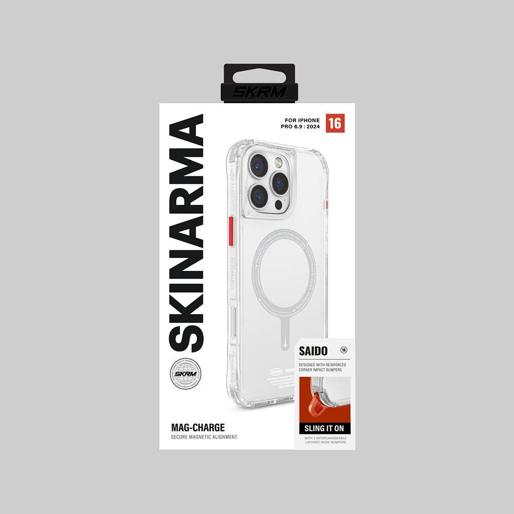 Skinarma Saido iPhone 16 Pro Max M-safe Şarj Özellikli Şeffaf Airbag Tasarımlı Kılıf