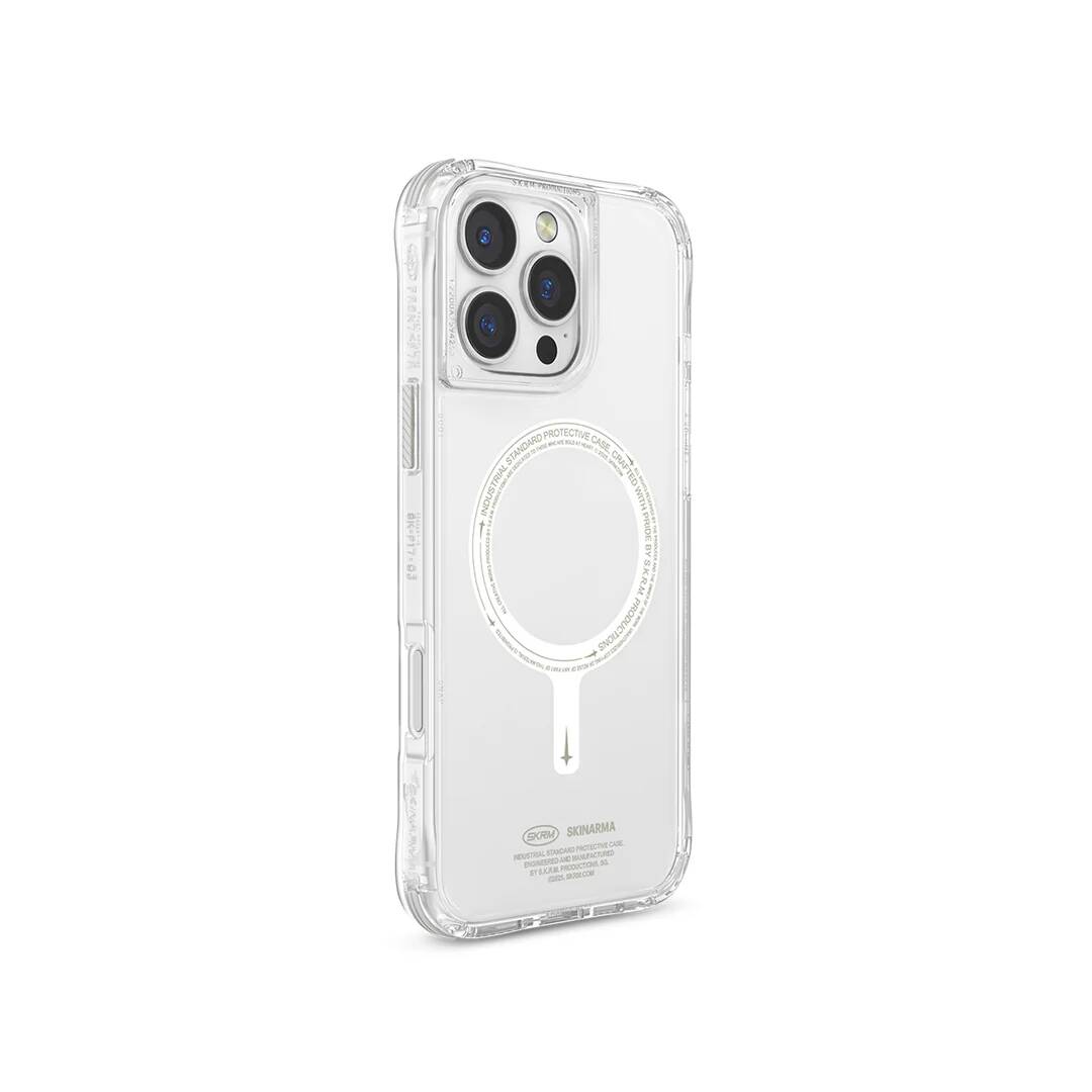 iPhone 16 Pro Max M-safe Şarj Özellikli Şeffaf Airbag Tasarımlı Skinarma Saido Nightglow Kılıf