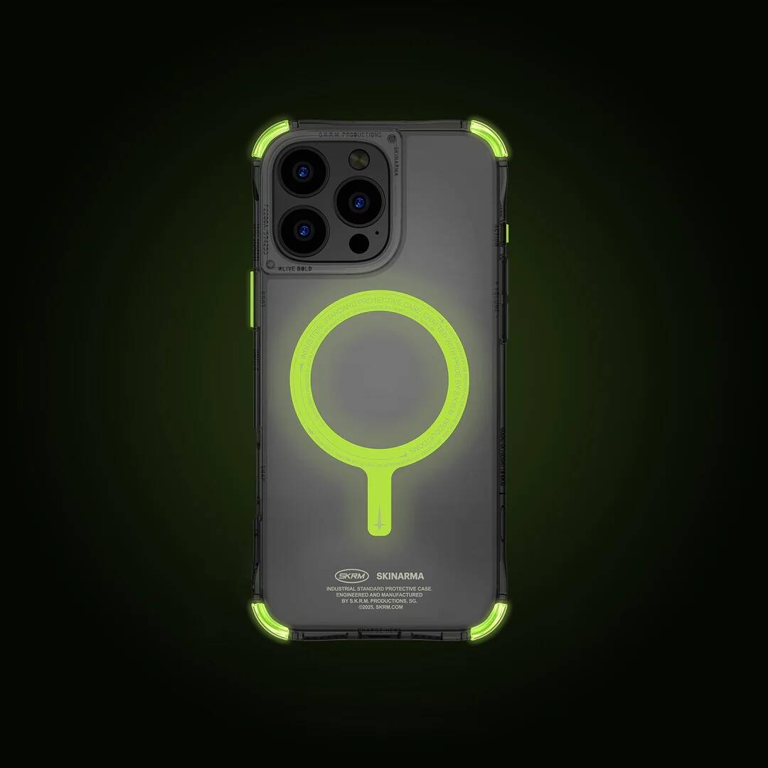 iPhone 16 Pro Max M-safe Şarj Özellikli Şeffaf Airbag Tasarımlı Skinarma Saido Nightglow Kılıf