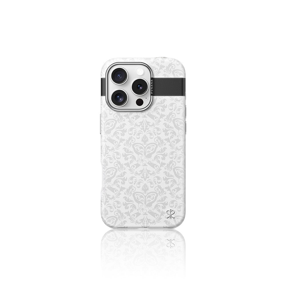 Pynana Print Serisi iPhone 16 Pro Max M-safe Şarj Özellikli Suni Deri Tasarımlı Desenli Telefon Kılıfı