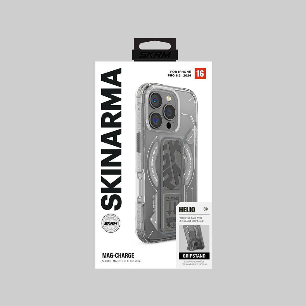 Skinarma Helio iPhone 16 Pro Max M-safe Şarj Özellikli Teknoloji Desenli Standlı Kılıf
