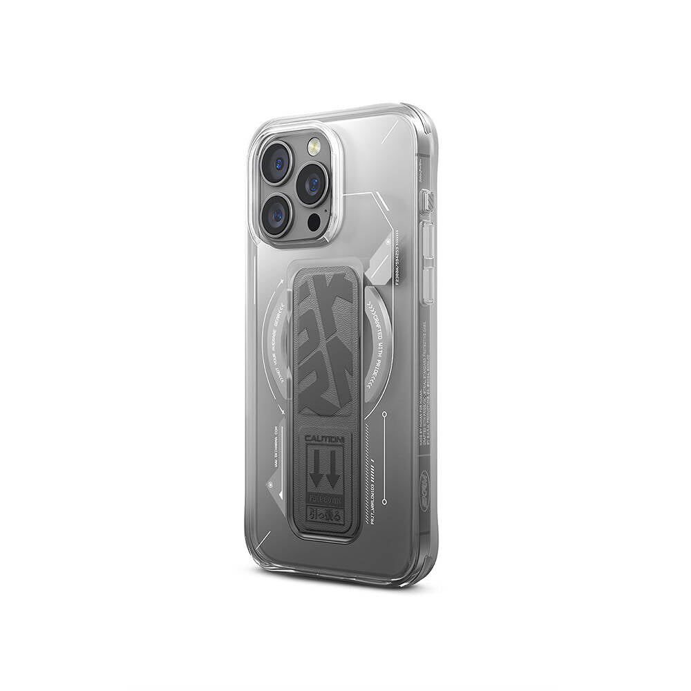 Skinarma Helio iPhone 16 Pro Max M-safe Şarj Özellikli Teknoloji Desenli Standlı Kılıf