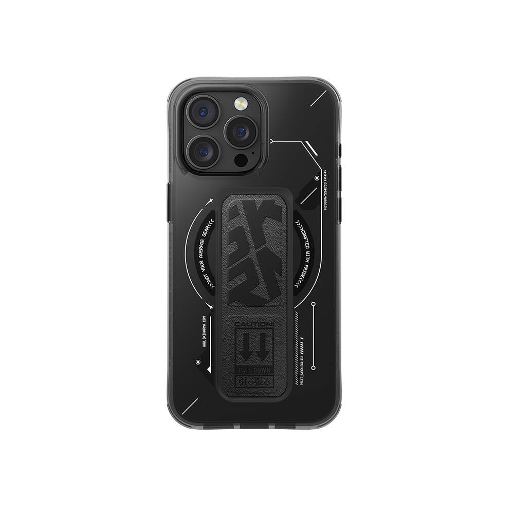 Skinarma Helio iPhone 16 Pro Max M-safe Şarj Özellikli Teknoloji Desenli Standlı Kılıf