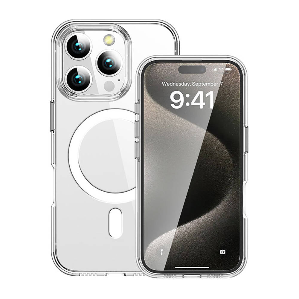 Wlons Pita iPhone 16 Pro Max M-safe Şarj Özellikli Transparan Sert PC Kılıf