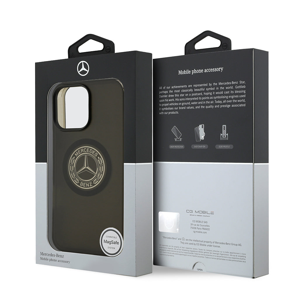 Mercedes Benz iPhone 16 Pro Max Orjinal Lisanslı M-safe Şarj Özellikli Buzlu PC Nostaljik Yıldız Dizayn Kılıf