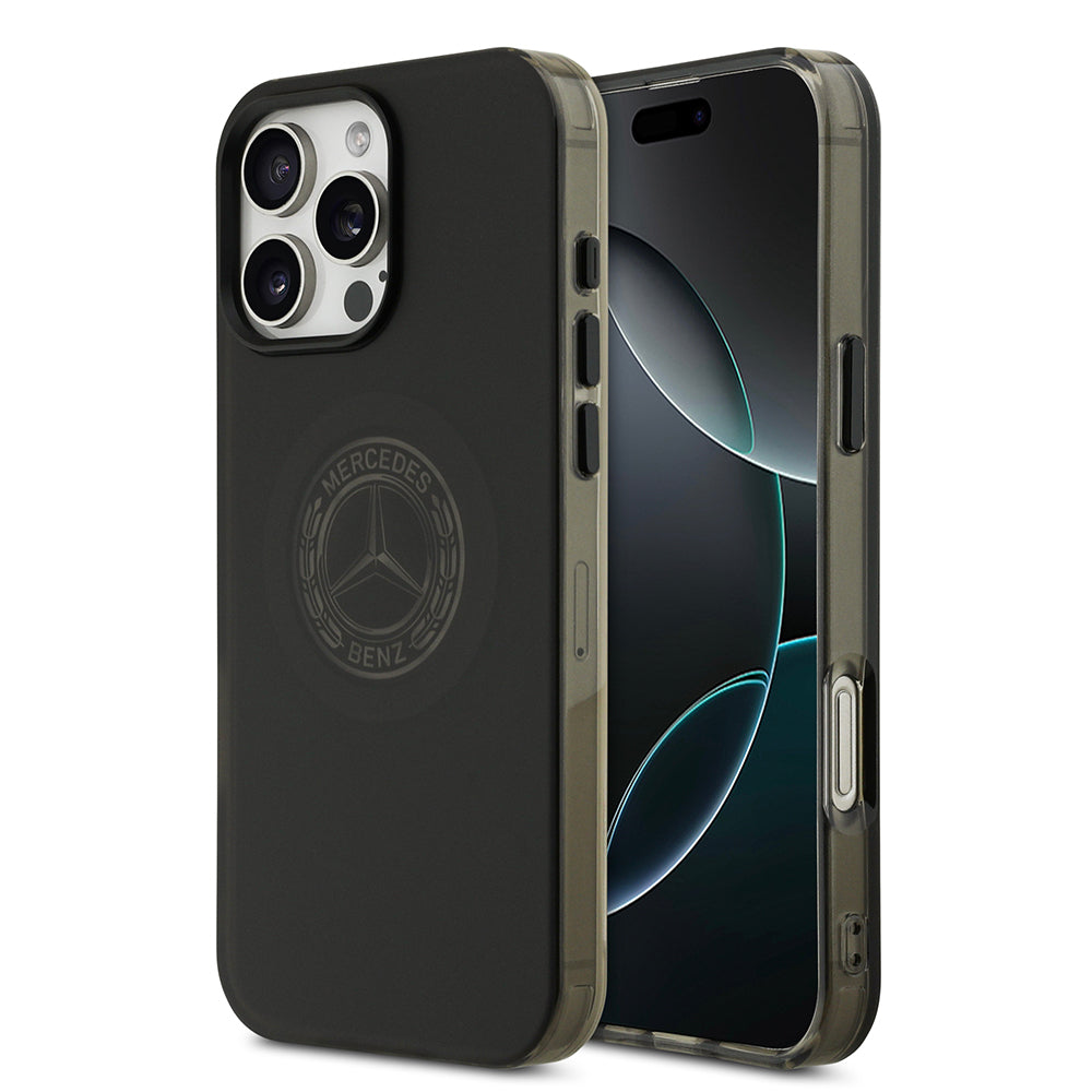 Mercedes Benz iPhone 16 Pro Max Orjinal Lisanslı M-safe Şarj Özellikli Buzlu PC Nostaljik Yıldız Dizayn Kılıf