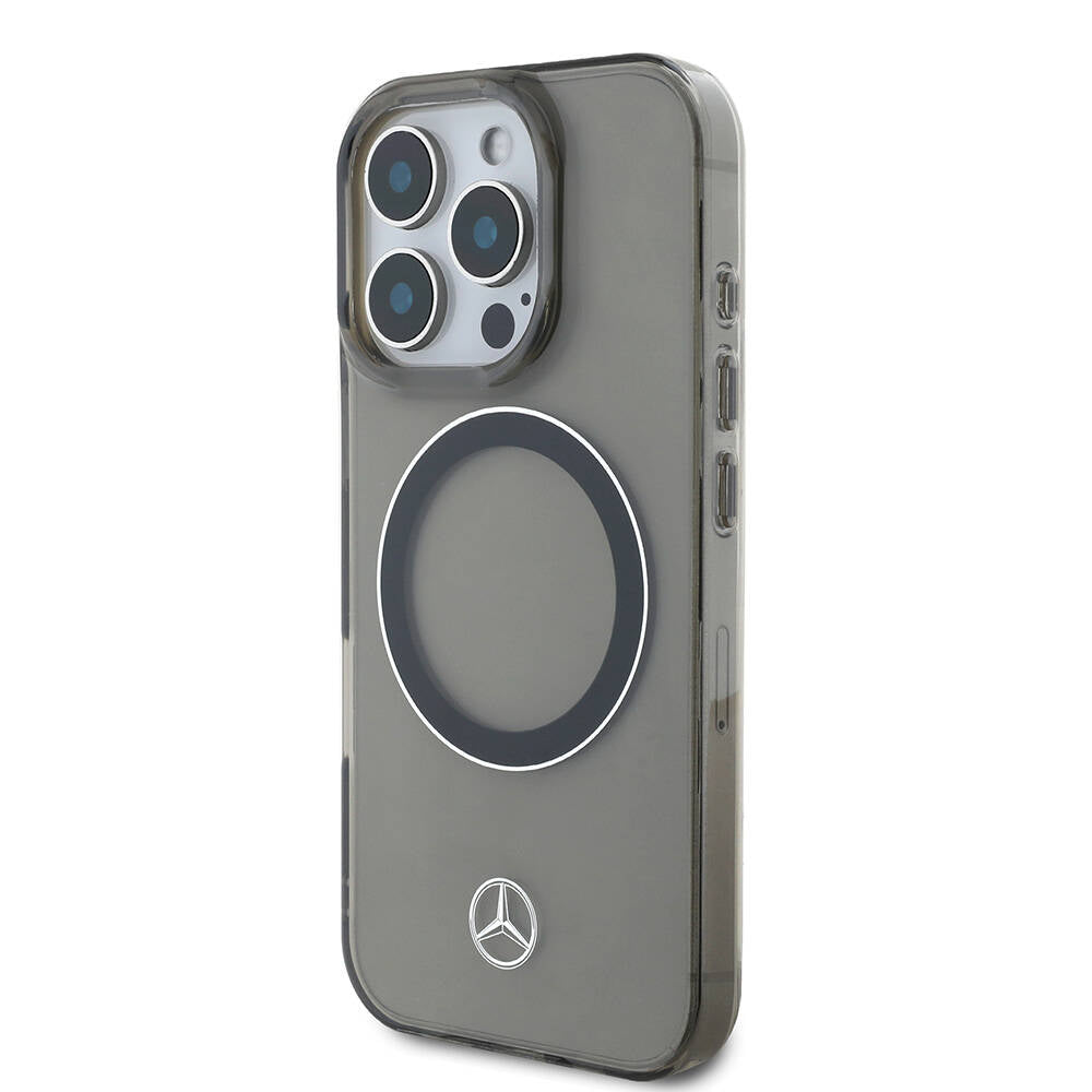 Mercedes Benz iPhone 16 Pro Max Orjinal Lisanslı M-safe Şarj Özellikli Saydam Yüzey Silver Ring Kılıf