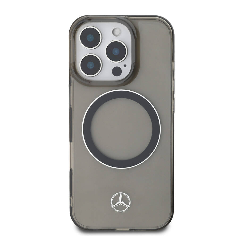 Mercedes Benz iPhone 16 Pro Max Orjinal Lisanslı M-safe Şarj Özellikli Saydam Yüzey Silver Ring Kılıf