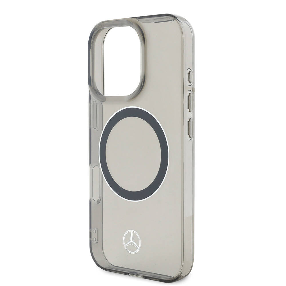 Mercedes Benz iPhone 16 Pro Max Orjinal Lisanslı M-safe Şarj Özellikli Saydam Yüzey Silver Ring Kılıf