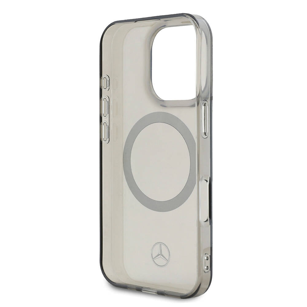 Mercedes Benz iPhone 16 Pro Max Orjinal Lisanslı M-safe Şarj Özellikli Saydam Yüzey Silver Ring Kılıf