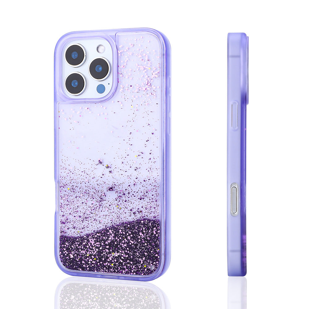 Cepax iPhone 16 Pro Max Sıvılı Simli Şeffaf Arka Yüzey Keto Silikon Kılıf