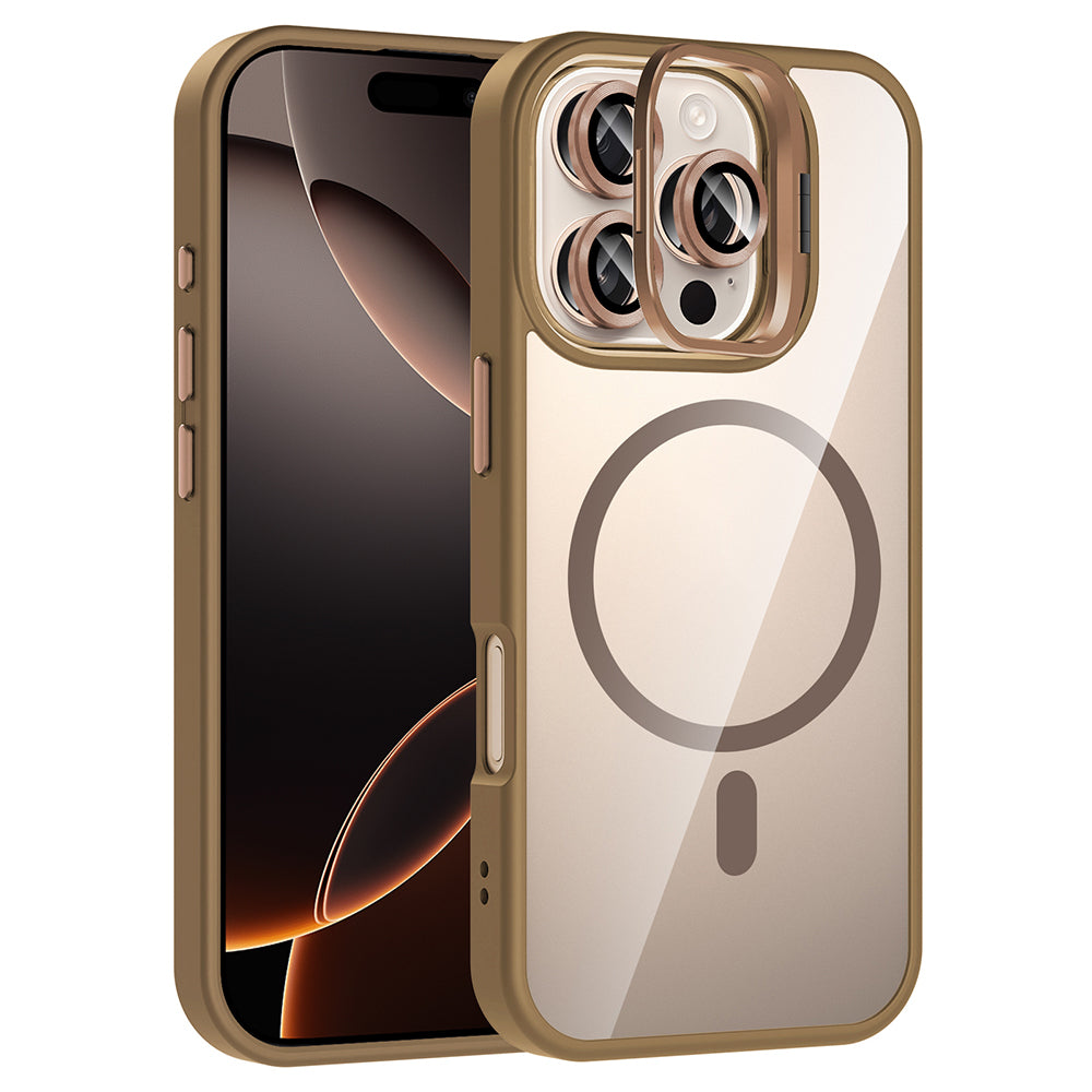 Cepax iPhone 16 Pro Max Standlı ve Kamera Lens Hediyeli M-Safe Şarj Özellikli Etro Kılıf