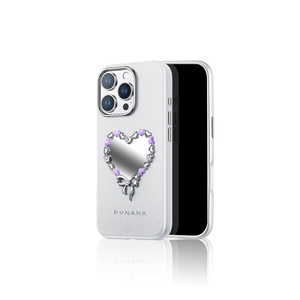 Pynana Mirror Serisi iPhone 16 Pro Max Taşlı Kalp Tasarımlı Telefon Kılıfı