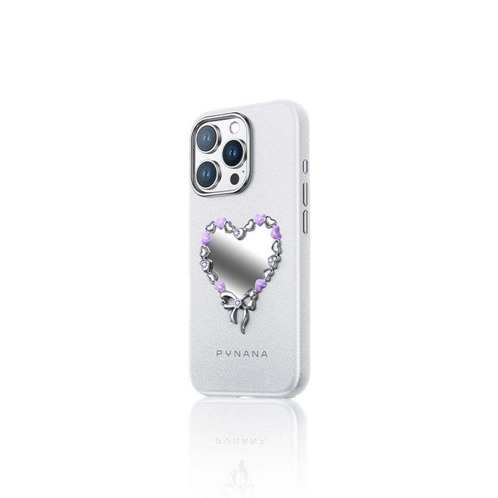 Pynana Mirror Serisi iPhone 16 Pro Max Taşlı Kalp Tasarımlı Telefon Kılıfı
