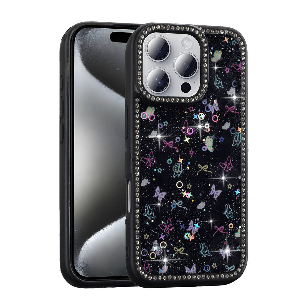 Cepax iPhone 16 Pro Max Taşlı ve Simli Tasarım Azra Kılıf