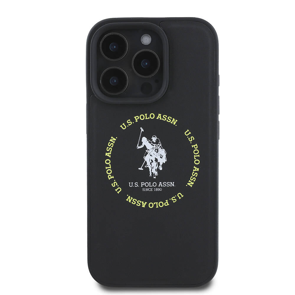 U.S. Polo Assn. iPhone 16 Pro Max Orjinal Lisanslı Magsafe Şarj Özellikli Circle ve Double Horse Logolu Deri Telefon Kılıfı