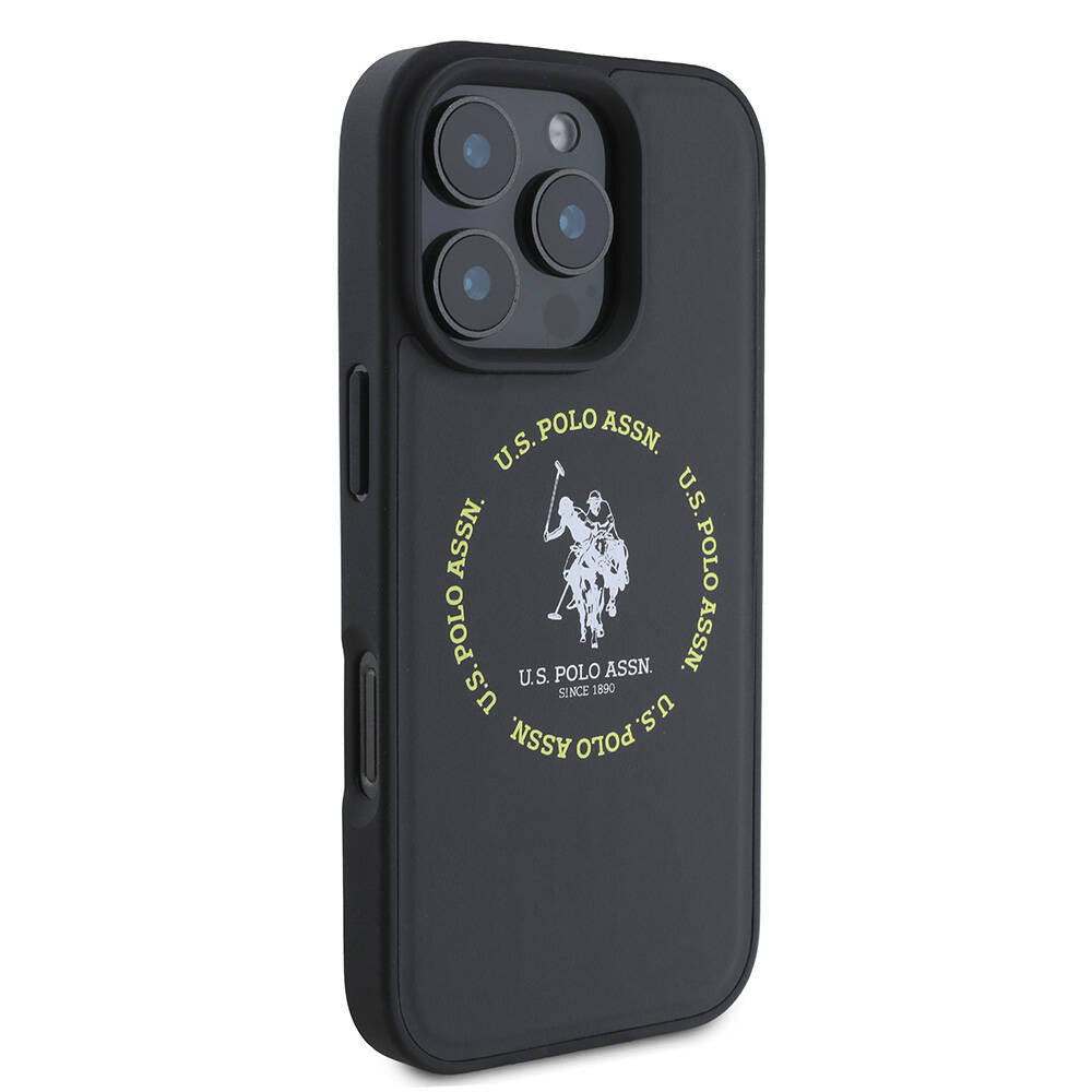 U.S. Polo Assn. iPhone 16 Pro Max Orjinal Lisanslı Magsafe Şarj Özellikli Circle ve Double Horse Logolu Deri Telefon Kılıfı