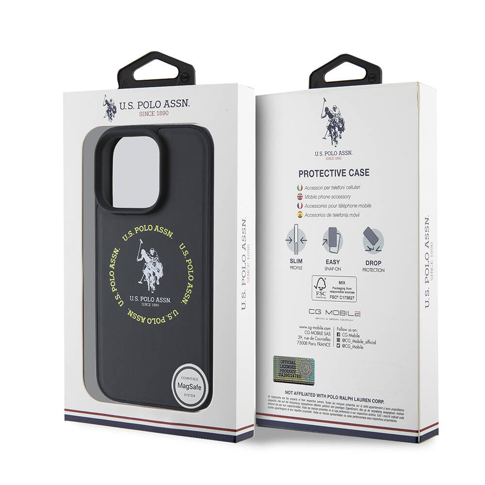 U.S. Polo Assn. iPhone 16 Pro Max Orjinal Lisanslı Magsafe Şarj Özellikli Circle ve Double Horse Logolu Deri Telefon Kılıfı