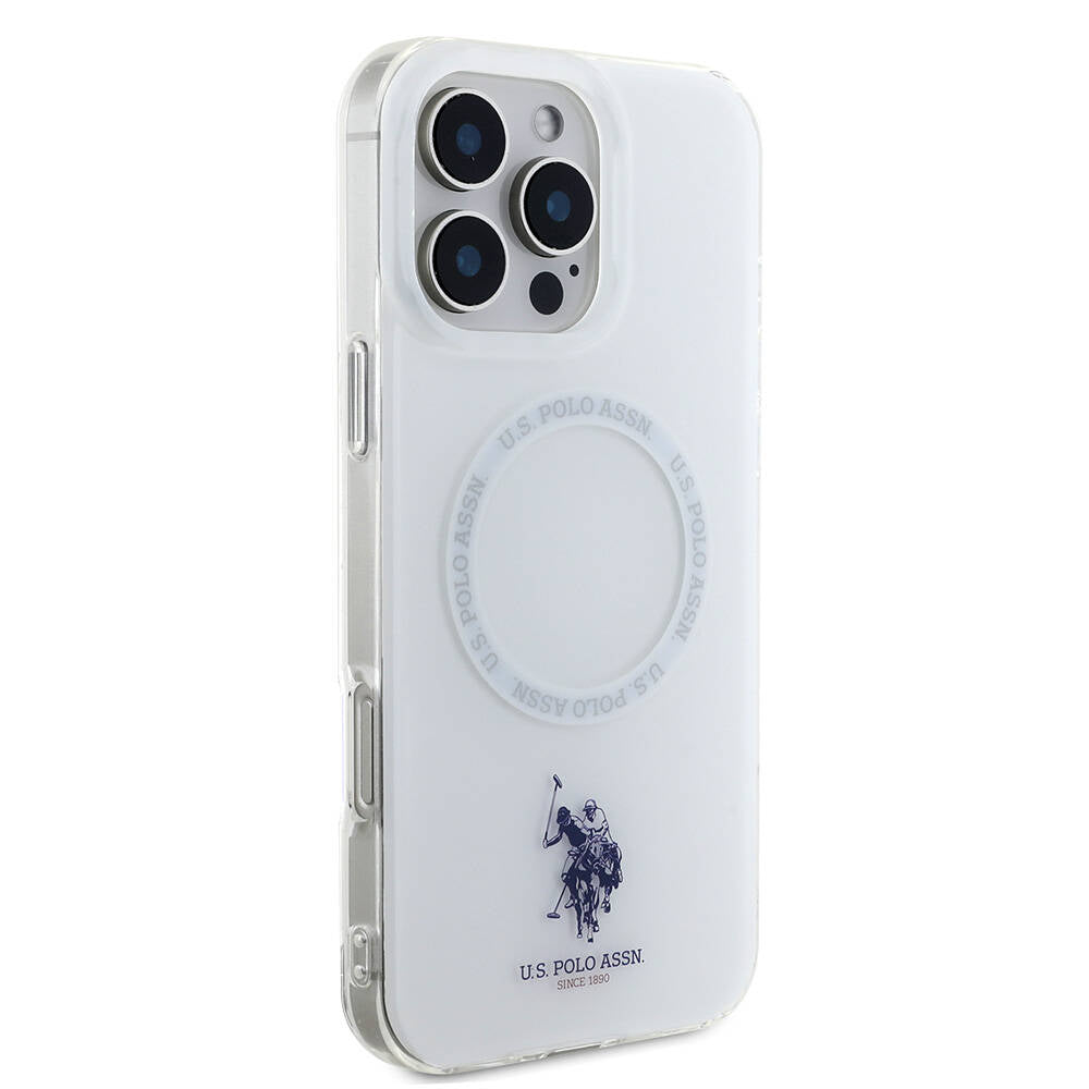 U.S. Polo Assn. iPhone 16 Pro Max Orjinal Lisanslı Magsafe Şarj Özellikli IML Double Horse Logolu Ring Telefon Kılıfı