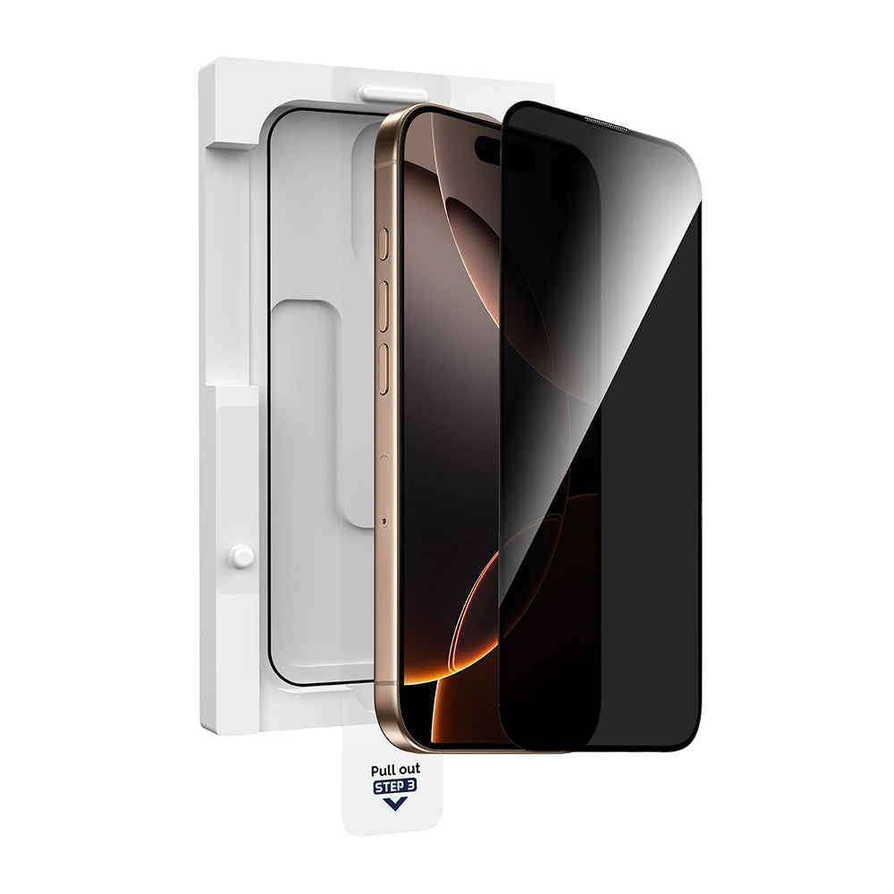 Wiwu GT-021 Titan Guard Serisi iPhone 16 Pro Max Şok Emici Hibrit Polimer Privacy Ekran Koruyucu Film + Kolay Uygulama Aparatı