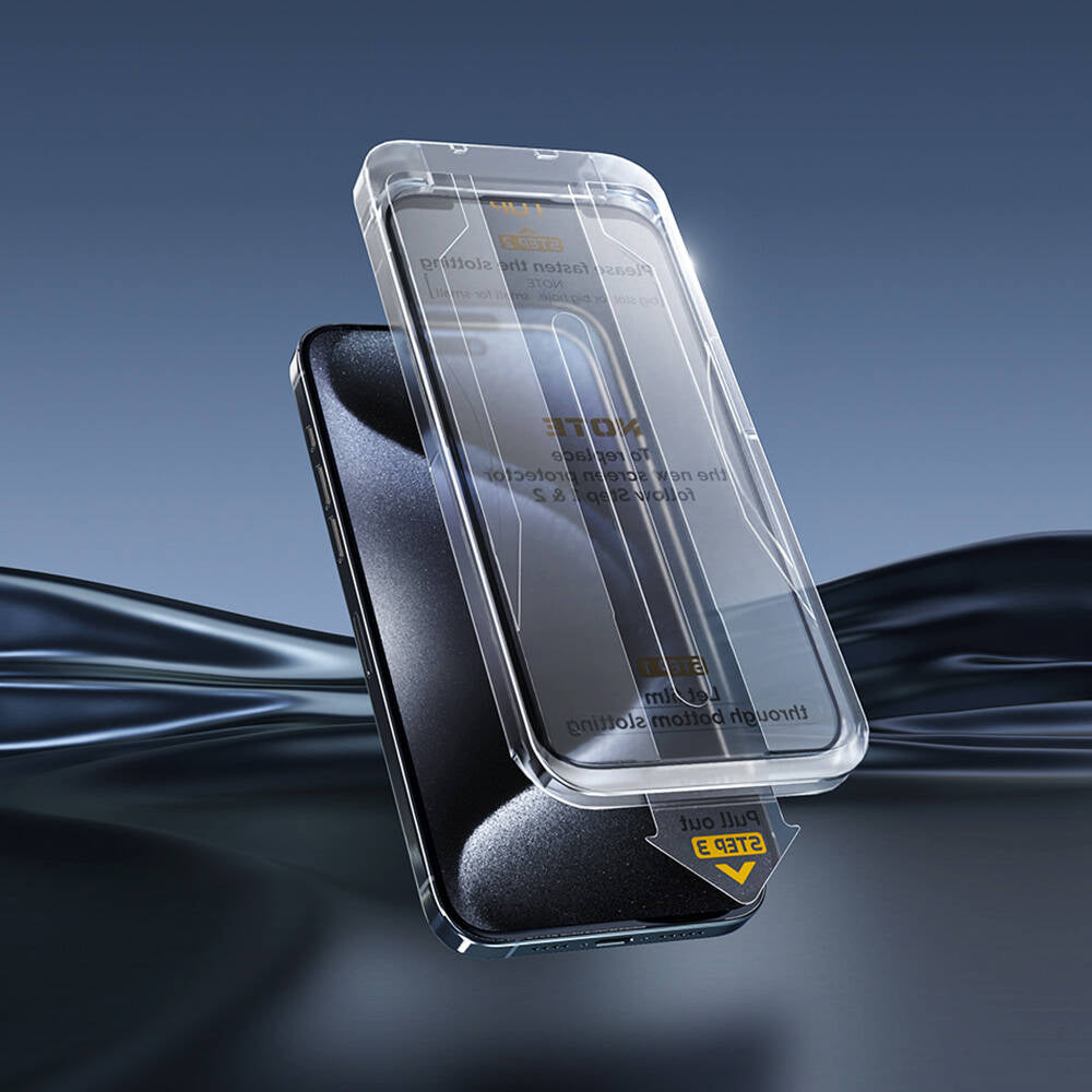 Wiwu Wi-SQ009 Easy Install iPhone 16 Pro Max iPrivacy 360° Anti-Peep Oleofobik Temperli Cam Ekran Koruyucu + Kolay Uygulama Aparatlı