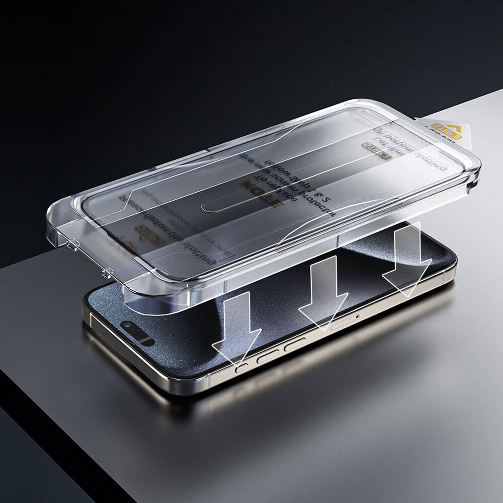 Wiwu Wi-SQ009 Easy Install iPhone 16 Pro Max iPrivacy 360° Anti-Peep Oleofobik Temperli Cam Ekran Koruyucu + Kolay Uygulama Aparatlı