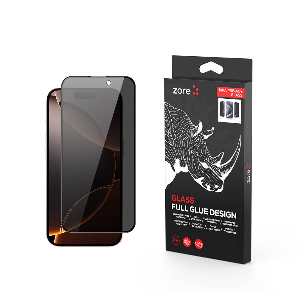 Cepax iPhone 16 Pro Rika Premium Privacy Temperli Cam Ekran Koruyucu