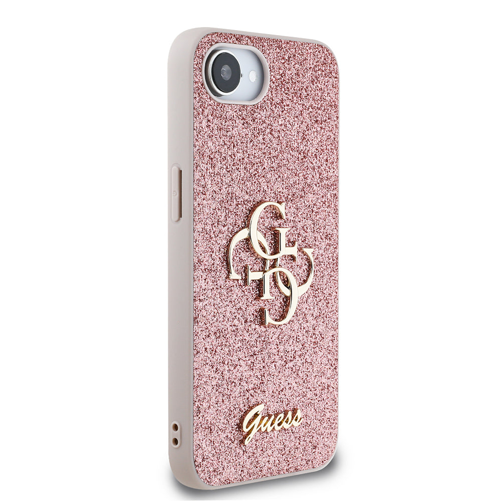 Guess iPhone 16E Orjinal Lisanslı 4G Büyük Metal Logolu Glitter Telefon Kılıfı