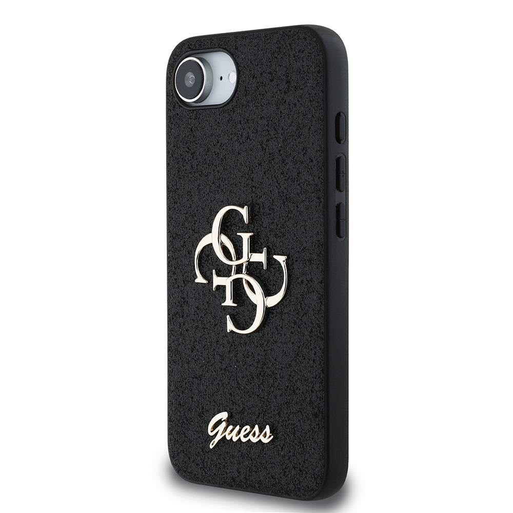 Guess iPhone 16E Orjinal Lisanslı 4G Büyük Metal Logolu Glitter Telefon Kılıfı