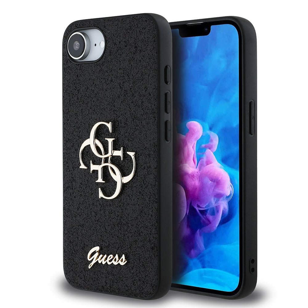 Guess iPhone 16E Orjinal Lisanslı 4G Büyük Metal Logolu Glitter Telefon Kılıfı