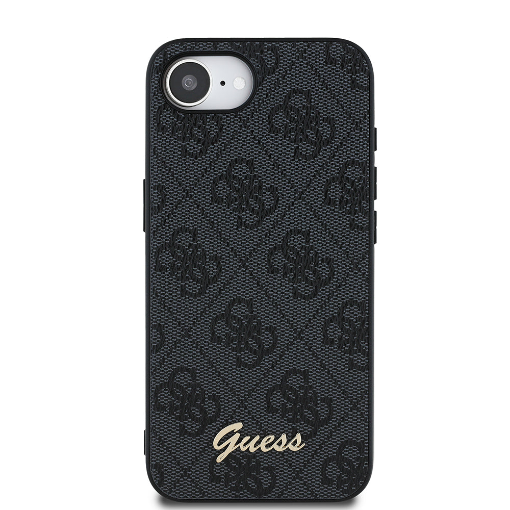 iPhone 16E Guess Orjinal Lisanslı 4G Desenli Script Metal Logolu Telefon Kılıfı
