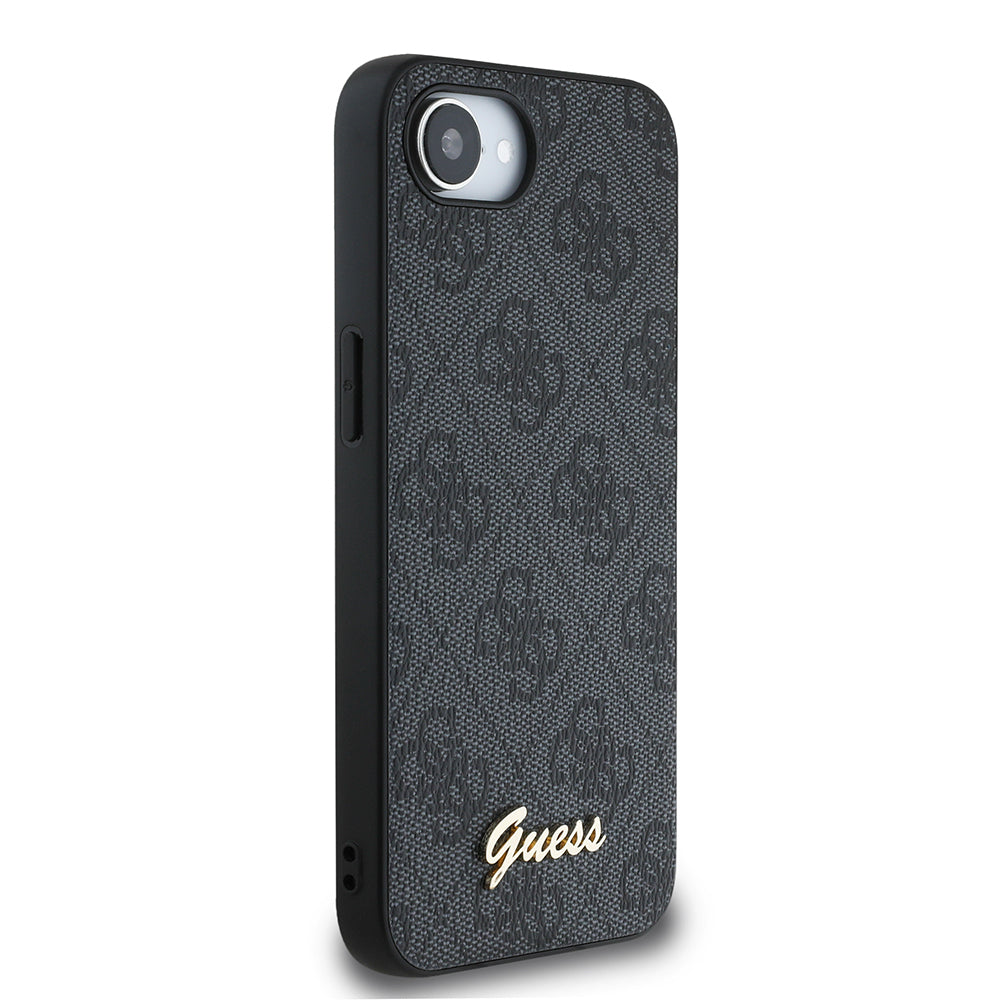 iPhone 16E Guess Orjinal Lisanslı 4G Desenli Script Metal Logolu Telefon Kılıfı