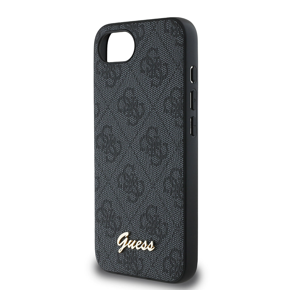 iPhone 16E Guess Orjinal Lisanslı 4G Desenli Script Metal Logolu Telefon Kılıfı