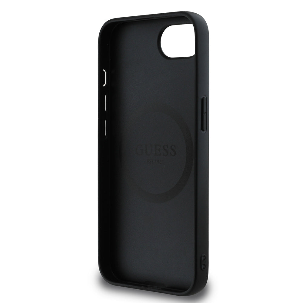 iPhone 16E Guess Orjinal Lisanslı 4G Desenli Script Metal Logolu Telefon Kılıfı