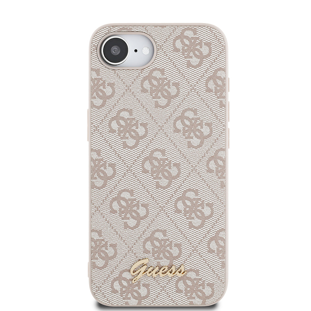 iPhone 16E Guess Orjinal Lisanslı 4G Desenli Script Metal Logolu Telefon Kılıfı