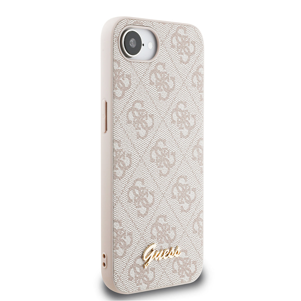 iPhone 16E Guess Orjinal Lisanslı 4G Desenli Script Metal Logolu Telefon Kılıfı