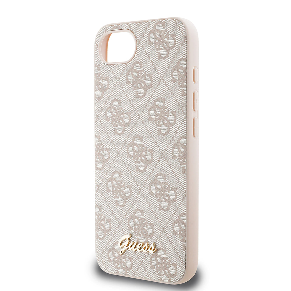 iPhone 16E Guess Orjinal Lisanslı 4G Desenli Script Metal Logolu Telefon Kılıfı