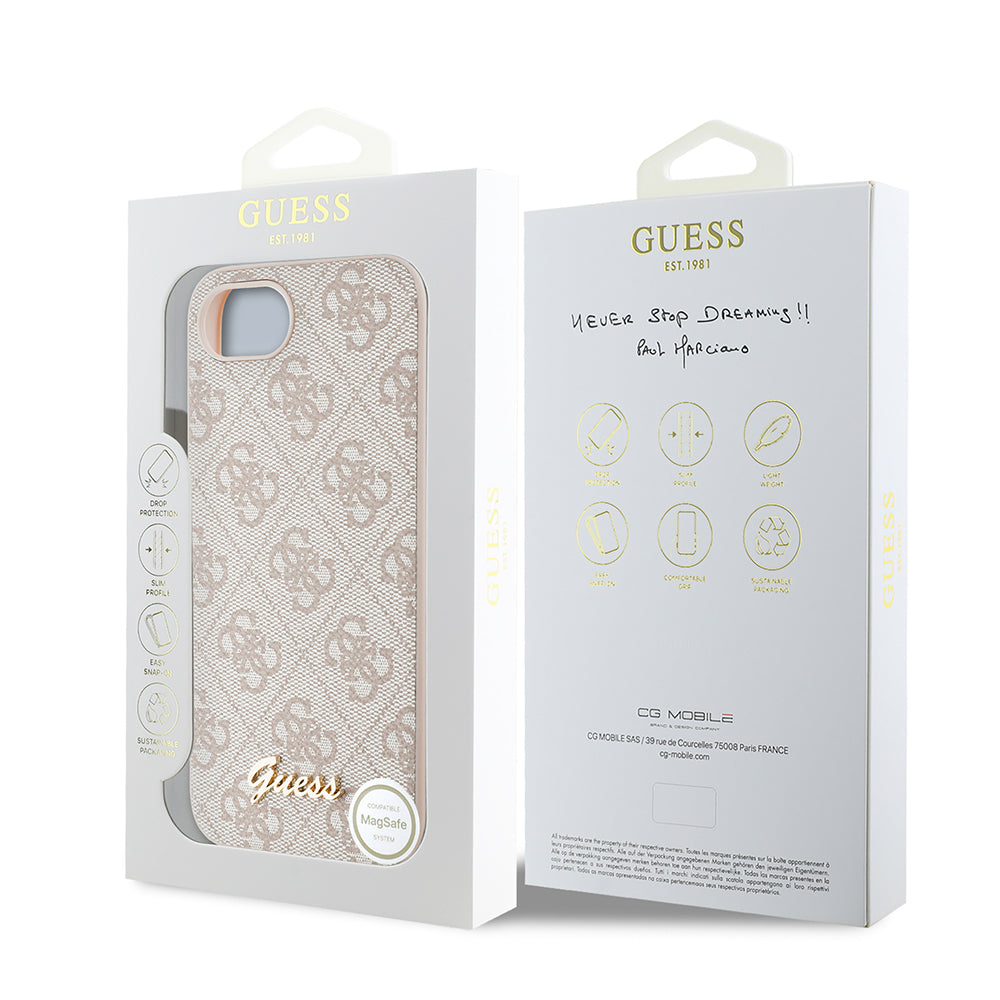iPhone 16E Guess Orjinal Lisanslı 4G Desenli Script Metal Logolu Telefon Kılıfı