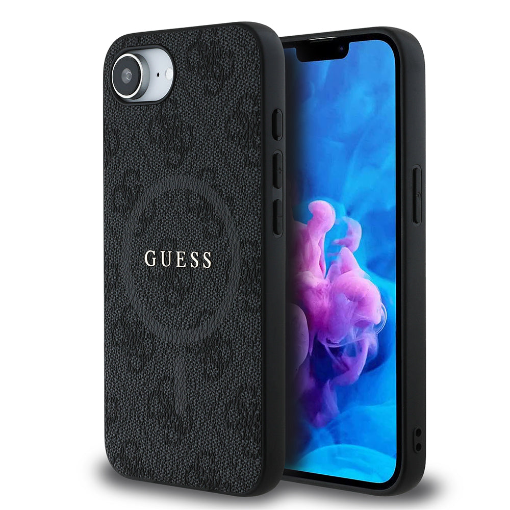 Guess iPhone 16E Orjinal Lisanslı Magsafe PU Halkalı 4G Desenli Yazı Logolu Telefon Kılıfı