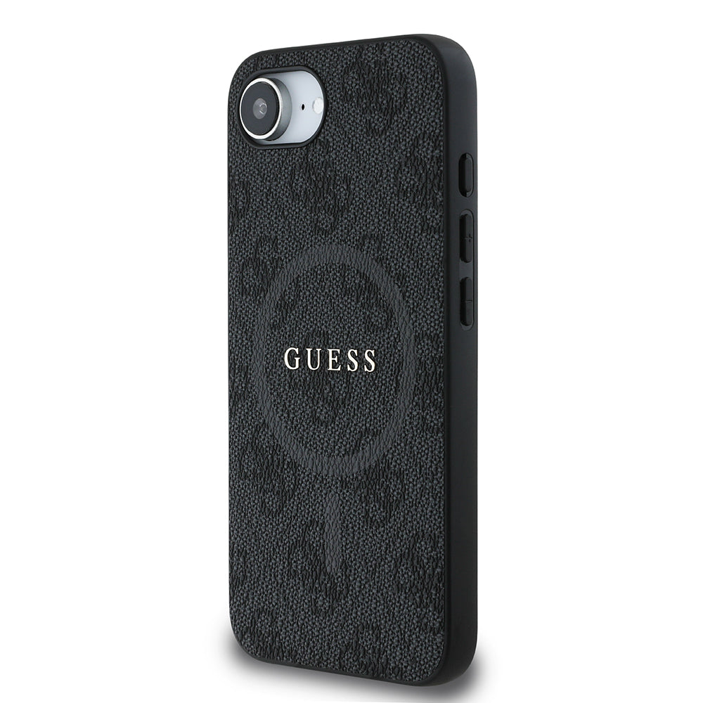 Guess iPhone 16E Orjinal Lisanslı Magsafe PU Halkalı 4G Desenli Yazı Logolu Telefon Kılıfı