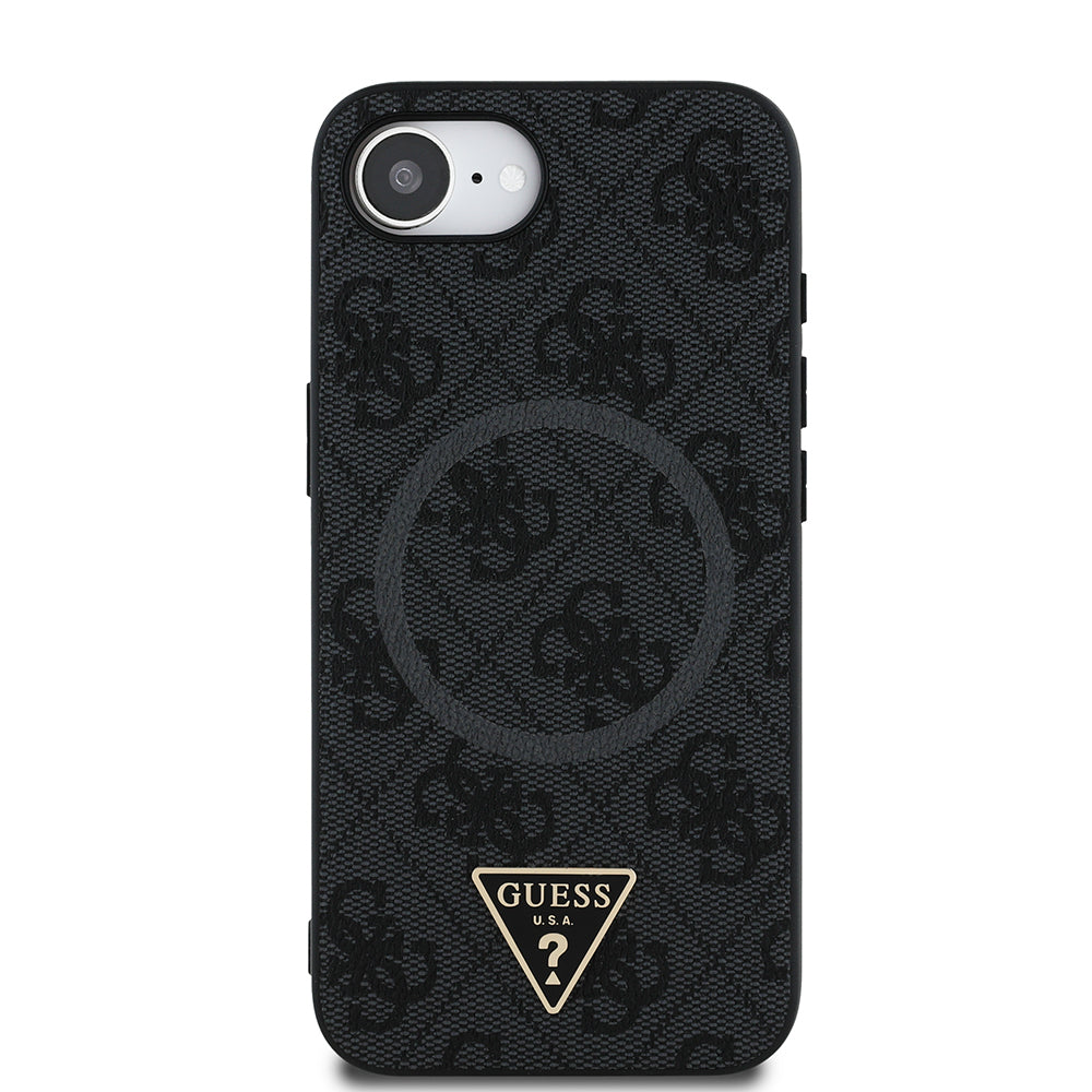 Guess iPhone 16E Orjinal Lisanslı Magsafe PU Üçgen Logo 4G Desenli Telefon Kılıfı