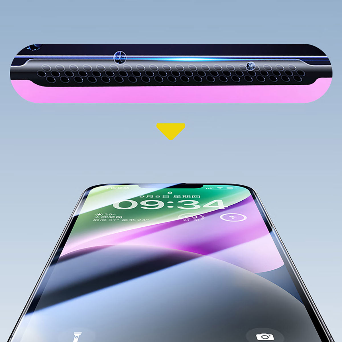 Wiwu CZ-003 iPhone 16E Mavi Işık Teknolojili Hidrofobik ve Oleofobik Parlama Önleyici Cam Ekran Koruyucu