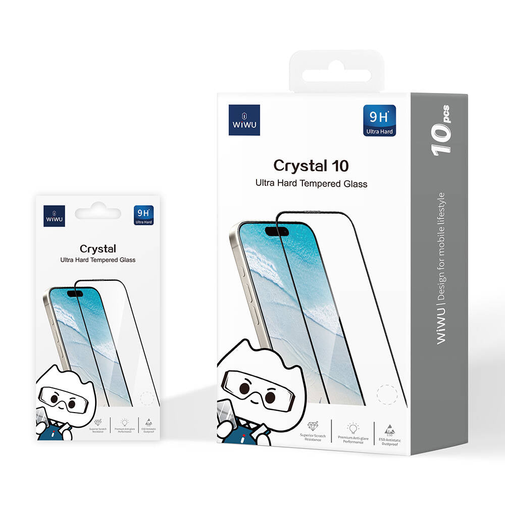 Wiwu GT-008 iPhone 16E Polimer Oleofobik Kaplama Şeffaf Pürüzsüz Temperli Cam Ekran Koruyucu 10'lu Paket