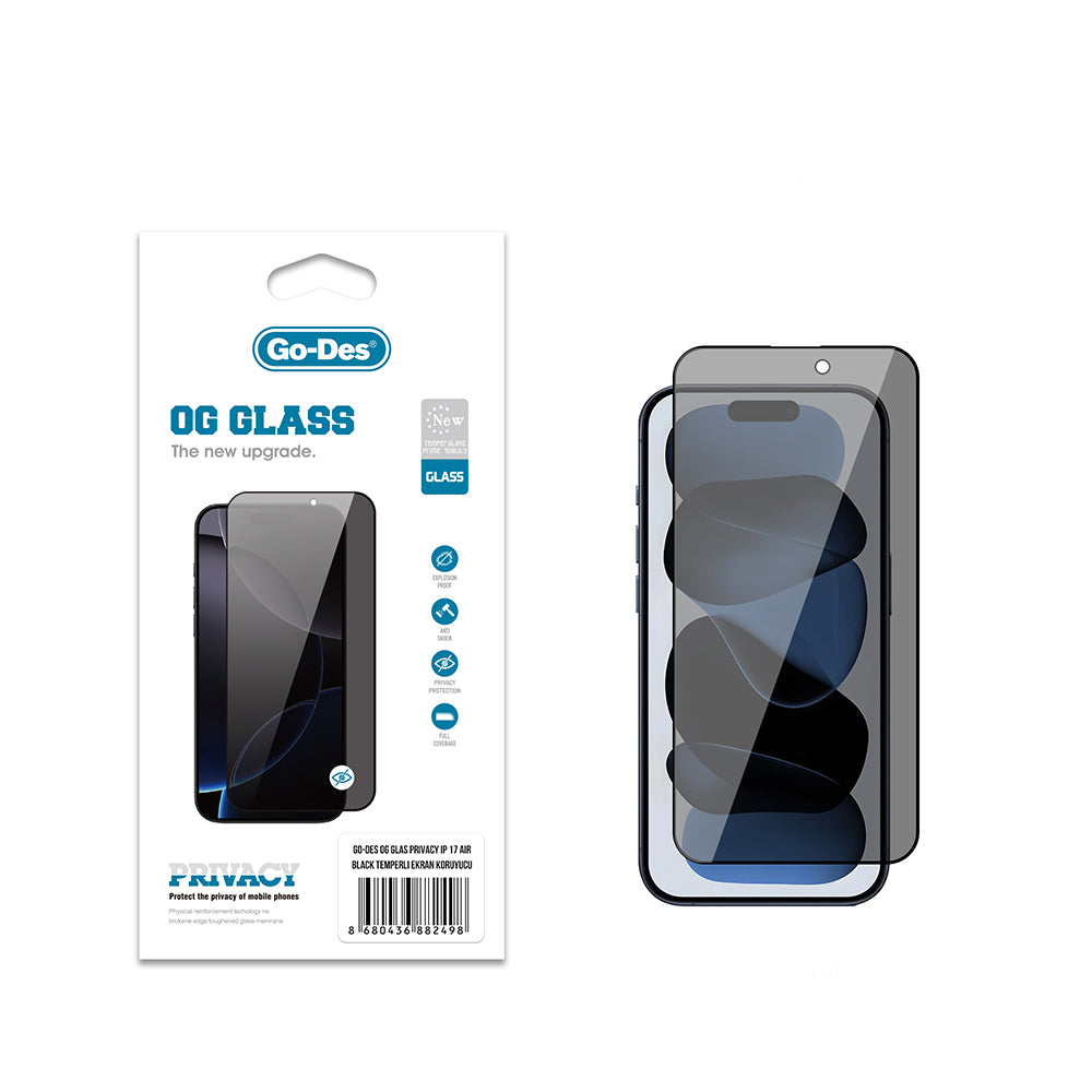 Go Des OG Glass iPhone 17 Air Privacy Antistatik Temperli Cam Ekran Koruyucu