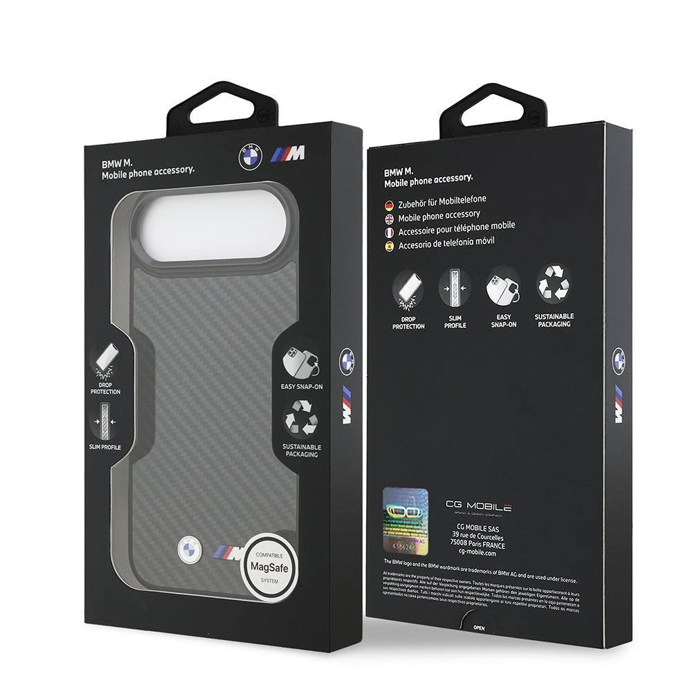 BMW iPhone 17 Air Orjinal Lisanslı M-safe Şarj Özellikli Karbon Fiber Metal Logolu Kevlar Kılıf
