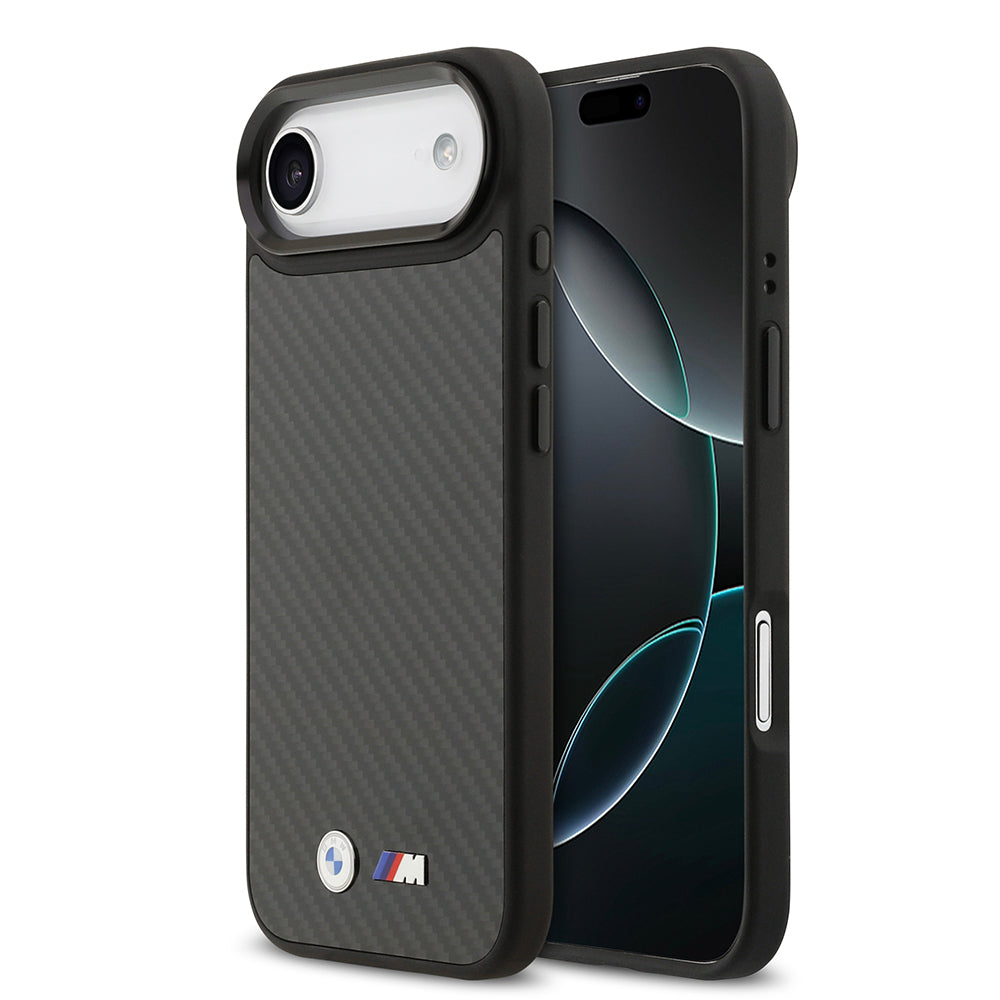 BMW iPhone 17 Air Orjinal Lisanslı M-safe Şarj Özellikli Karbon Fiber Metal Logolu Kevlar Kılıf
