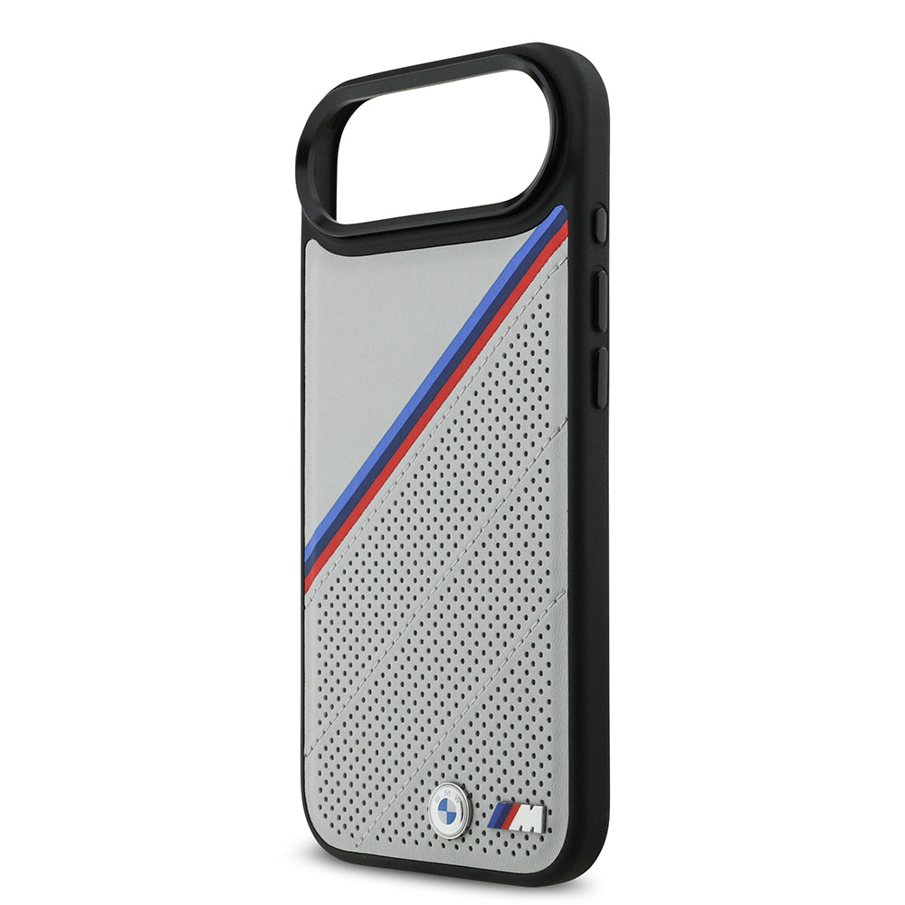 BMW iPhone 17 Air Orjinal Lisanslı M-safe Şarj Özellikli M Logolu Üç Şeritli Delikli Deri Kılıf